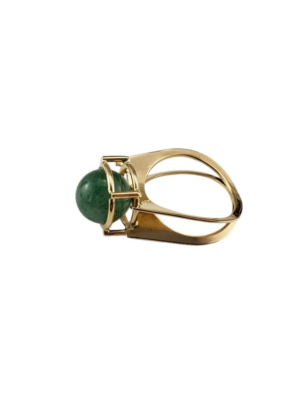 14 Karat Yellow Gold Aventurine Quartz Double Band Ring Size 7 #19043 - Picture 3 of 9